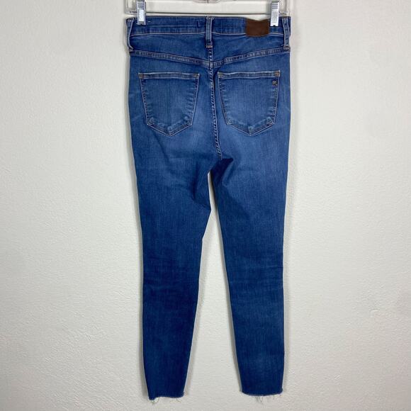 Madewell 10" High Rise Skinny Jean Size 27 Hanna Wash Blue Button Fly Distressed - Picture 4 of 9